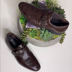 Franco Vanucci Brown cognac leather Slip On dress shoes men’s 8